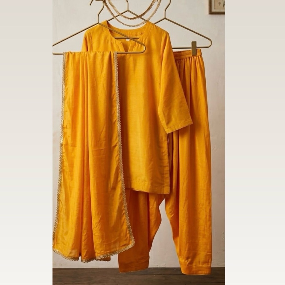 Vibrant Mustard Yellow 3-Piece Kurta Set